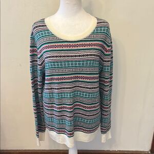 Talbots multicolored fair isle long sleeve sweater Size L EUC